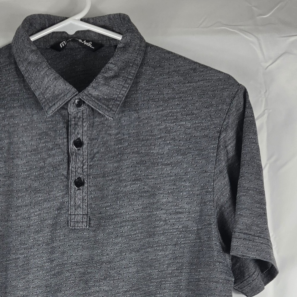 TravisMathew Mens Gray Heathered Pima Cotton Blend Short Sleeve Polo Shirt M